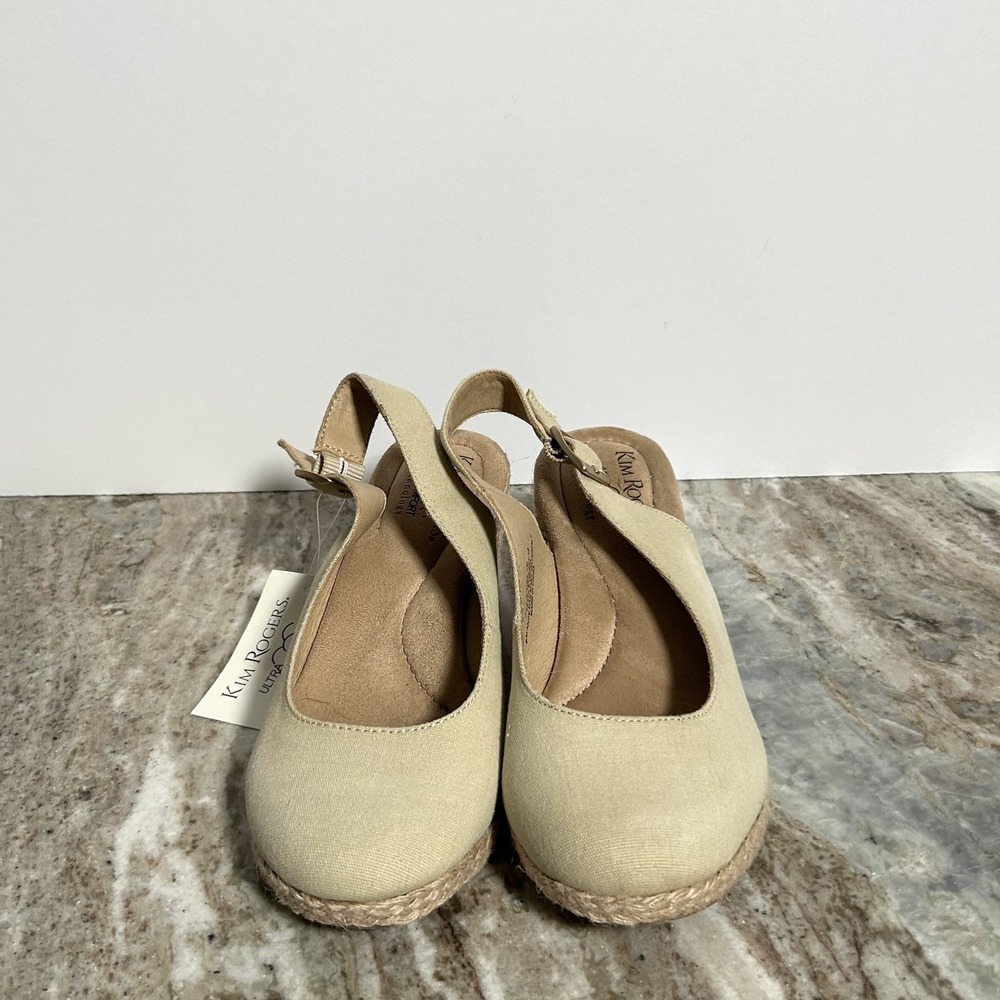 Kim Rogers Ultra Comfort Dyanne Khaki Slingback Espadrille Wedge Sandals 6.5 M
